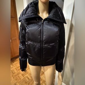 Luxurious black satin-effect RLX puffer ski jacket, Medium